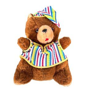 Vintage 1950's Plush Bedtime Teddy Bear Commonweath Toys Carnival Christmas Rare